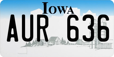 IA license plate AUR636