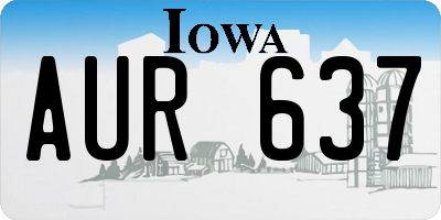 IA license plate AUR637