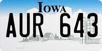 IA license plate AUR643