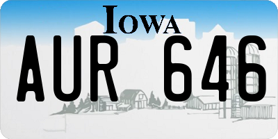 IA license plate AUR646