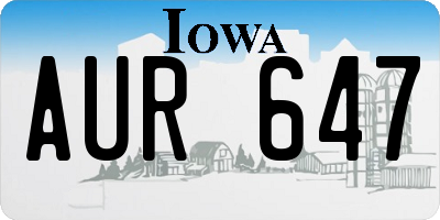 IA license plate AUR647