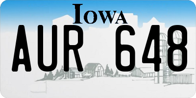 IA license plate AUR648
