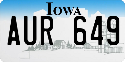 IA license plate AUR649