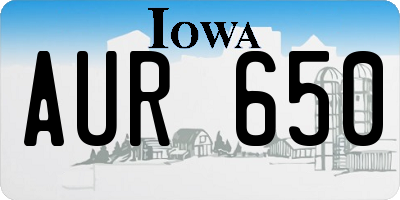 IA license plate AUR650