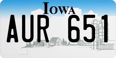 IA license plate AUR651