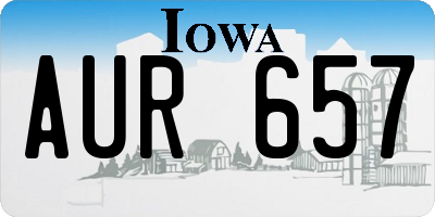 IA license plate AUR657
