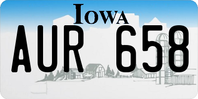 IA license plate AUR658