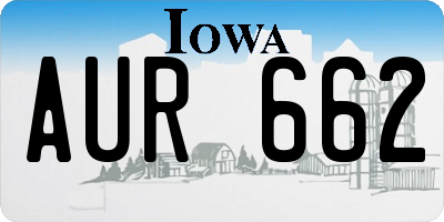 IA license plate AUR662