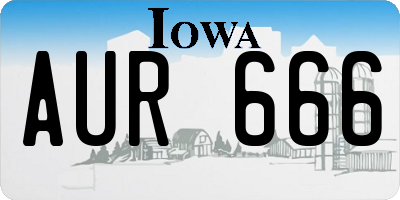 IA license plate AUR666