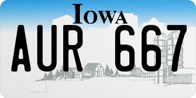 IA license plate AUR667