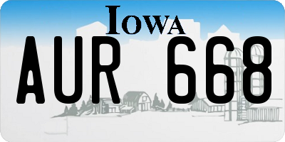 IA license plate AUR668