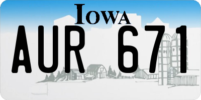 IA license plate AUR671