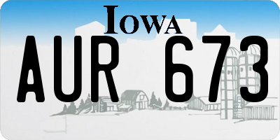 IA license plate AUR673