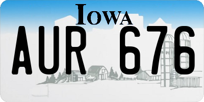 IA license plate AUR676
