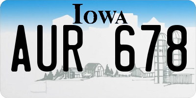 IA license plate AUR678