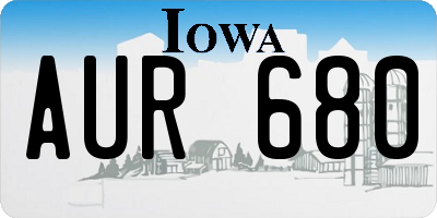 IA license plate AUR680