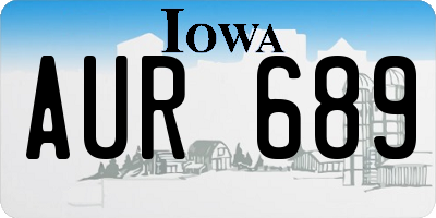 IA license plate AUR689
