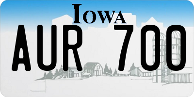 IA license plate AUR700