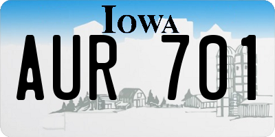 IA license plate AUR701