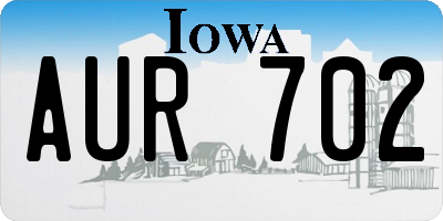 IA license plate AUR702