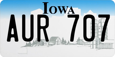 IA license plate AUR707