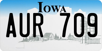IA license plate AUR709