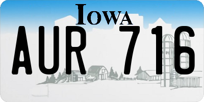 IA license plate AUR716