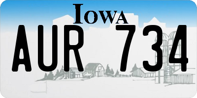 IA license plate AUR734