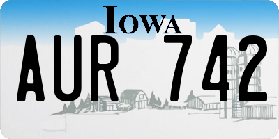 IA license plate AUR742