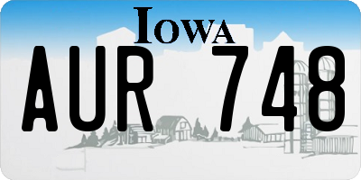 IA license plate AUR748