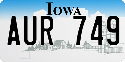IA license plate AUR749