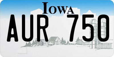 IA license plate AUR750