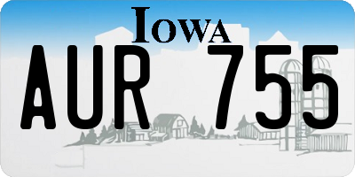 IA license plate AUR755
