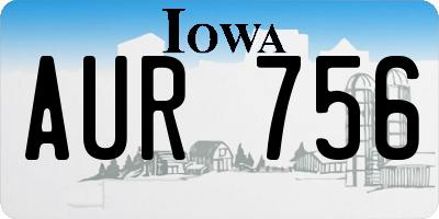 IA license plate AUR756