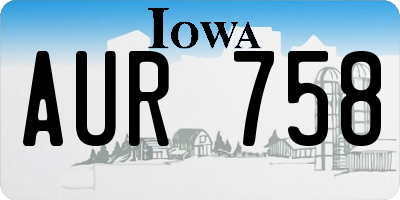 IA license plate AUR758