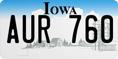 IA license plate AUR760