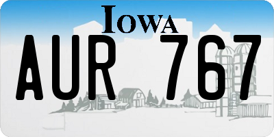 IA license plate AUR767