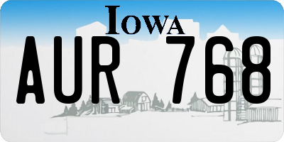 IA license plate AUR768