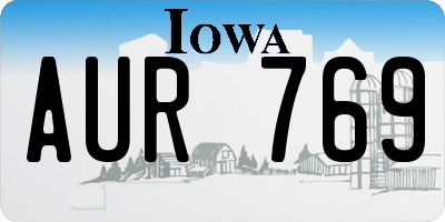 IA license plate AUR769