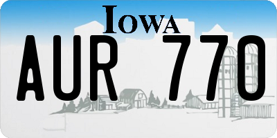 IA license plate AUR770