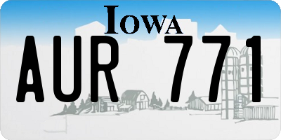 IA license plate AUR771