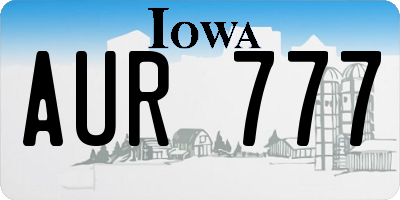 IA license plate AUR777