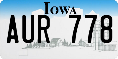 IA license plate AUR778