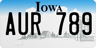 IA license plate AUR789