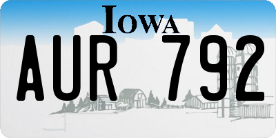 IA license plate AUR792