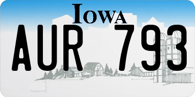 IA license plate AUR793