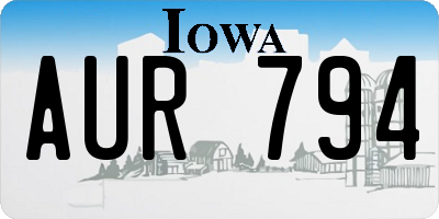 IA license plate AUR794