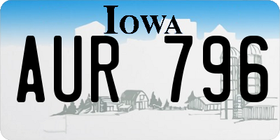 IA license plate AUR796