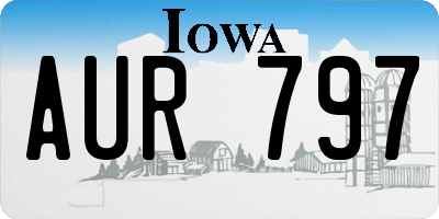 IA license plate AUR797