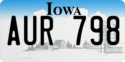 IA license plate AUR798